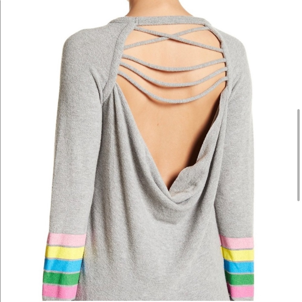 Chaser Brand Love Knit Strappy Back Fleece Pullover - Picture 2 of 4